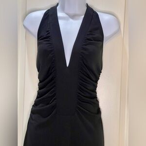 Cache Black Halter Dress 90’s Bodycon Made in USA Size Small